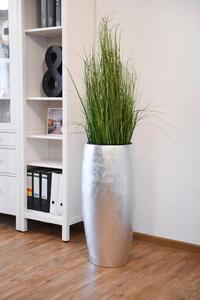 Kvetináč OPUS, výška 80 cm, sklolaminát, strieborný lesk