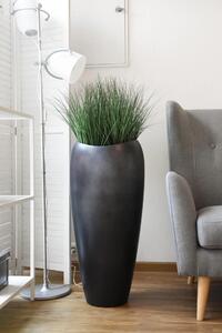 Exkluzívny kvetináč DELUXE, sklolaminát, výška 81 cm, strieborno-antracit mat