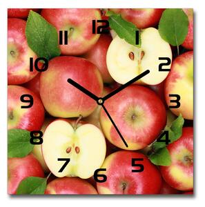 Sklenené nástenné hodiny štvorec Jablká