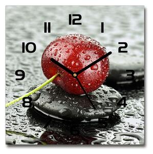 Sklenené hodiny štvorec Čerešne v daždi
