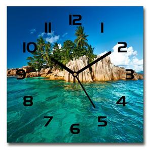 Sklenené nástenné hodiny štvorec Tropický ostrov