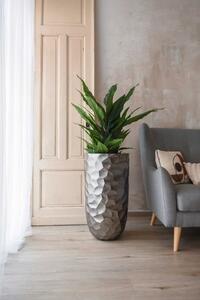 Luxusný kvetináč AMOLAR, sklolaminát, horný priemer 41 cm x výška 75 cm, strieborný