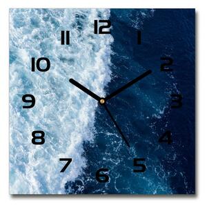 Sklenené nástenné hodiny štvorec Morské vlny