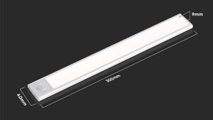 Strieborné nábytkové LED svietidlo 30cm 1,5W s pohybovým čidlom