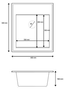 Sink Quality Ferrum New 4050, 1-komorový granitový drez 400x500x185 mm + čierny sifón, čierna škvrnitá, FER.4050.BP.XB