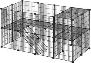 SONGMICS Ohrádka pre domáce zvieratá Guinea čierna