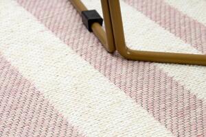 Obojstranný šnúrkový ekologický koberec TWIN 22990 S rámom, so strapcami, ružovo - krémový