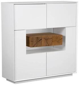 VYSOKÁ KOMODA, dub, biela, farba duba, 120/125/40 cm MID.YOU - Komody, Online Only