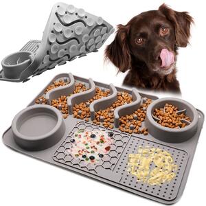 Podložka na pomalé kŕmenie pre psov - sivá Sivá