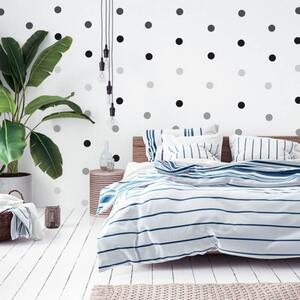 INSPIO-textilná prelepiteľná nálepka - Bodkovaná stena v spálni- Čierne bodky