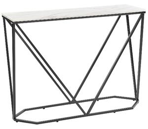 Konzolový stolík biely mramorový efekt a čierna MDF práškovo lakované železo 100 x 30 cm obdĺžnikový glamour moderný štýl