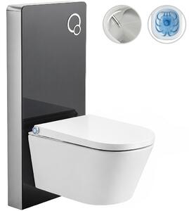 CERANO - Závesné WC s bidetom Modul/Cronus Standard - biela lesklá / čierna matná - integrované WC tlačidlo - pneumatický modul - 59,3x38,4 cm