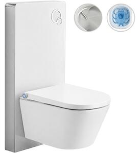 CERANO - Závesné WC s bidetom Modul/Cronus Standard - biela lesklá / biela matná - integrované WC tlačidlo - pneumatický modul - 59,3x38,4 cm