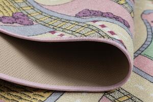 Protišmykový detský koberec REBEL ROADS 63 Mestečko, ružovo - béžový