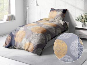 Biante Bavlnené posteľné obliečky Sandra SA-329 Žltooranžové kruhy na sivom Predĺžené 140x220 a 70x90 cm