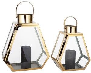 Tutumi, kovovo-sklenený lampáš 2ks 35/28 cm BXGD19913, zlatá, OGR-09778