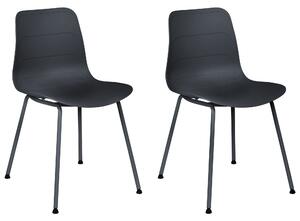 Sada 2 jedálenských stoličiek čierna syntetický materiál čierne kovové nohy minimalistický dizajn moderný škandinávsky štýl