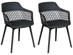 Sada 2 jedálenských stoličiek čierna syntetický materiál čierne nohy minimalistický dizajn moderný škandinávsky štýl