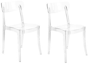 Súprava 2 jedálenských stoličiek priehľadný syntetický materiál bez opierok rúk stohovateľný moderný dizajn