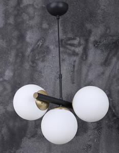 Biele/čierne závesné svietidlo so skleneným tienidlom ø 15 cm Cascade – Squid Lighting