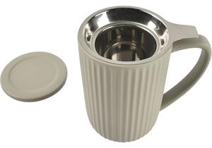 FINE 2 DINE Hi!Tea Hrnček s uchom a sitkom, objem 0,60 litra, sivý