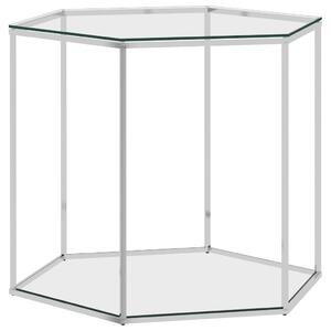 Konferenčný stolík strieborný 60x53x50 cm nerezová oceľ a sklo