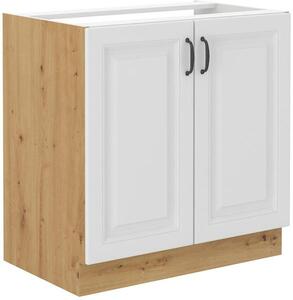 Najlacnejsinabytok STILO 80 dolná drezová skrinka, biela/dub Artisan