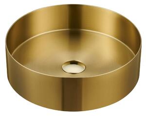 Sapho AURUM nerezové okrúhle umývadlo, priemer 38 cm, vrátane výpuste, zlatá matná