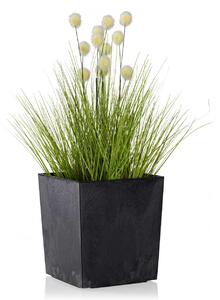 PLASTOVÝ KVETINÁČ FLORE 19X19 CM IMITÁCIA BETÓNU ČIERNA