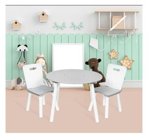 Detský nábytok - 3 ks, okrúhly stôl so stoličkami - šedá/biela, Baby Nellys