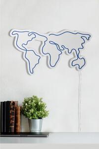 Hanah Home Nástenná neónová dekorácia World Map modrá