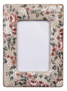 Fotorámik s keramickým okrajom s kvetmi Floria - 13*2*18 cm / 9*13 cm - Clayre & Eef