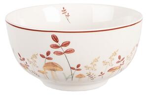 Biela porcelánová miska s hubkami Little Forest Jewels - Ø 14*7 cm / 500 ml - Clayre & Eef