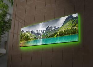 Wallity Obraz s LED osvetlením JAZERO V HORÁCH 5 30 x 90 cm