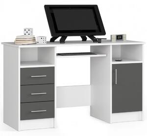 Ak furniture Voľne stojaci písací stôl ANA 124 cm biely/grafitový