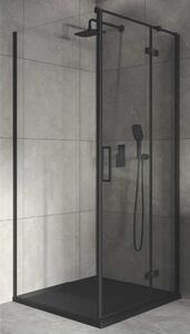 Cersanit Jota, rohový sprchovací kút 90 (dvere pravé) x 90 (stena) x 195 cm, 6mm číre sklo, čierny profil, S160-004