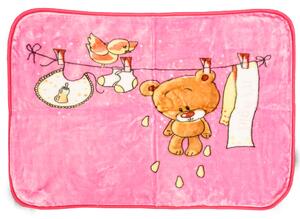 Ružová detská deka MOKRÝ MACKO, 80x110 cm