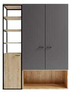 Hanah Home Šatníková skriňa Gardirop V 144 cm dub/antracit