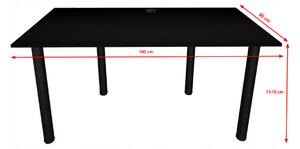 Počítačový herný stôl BIG B2 s LED, 160x73-76x80, čierna/čierne nohy