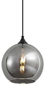 Art Deco závesná lampa čierna s dymovým sklom - Wallace