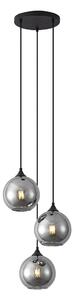 Art Deco závesná lampa čierna s dymovým sklom 3-Lights - Wallace
