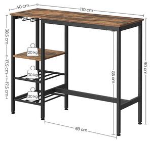 Barový stôl 110 × 40 × 90 cm VASAGLE