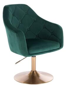 LuxuryForm DESIGN Kreslo ANDORA VELUR na zlatom tanieri - zelené
