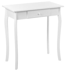 Konzolový stolík biely MDF drevené nohy 75 x 40 x 77 cm so zásuvkou nábytok do obývačky na chodbu francúzsky dizajn