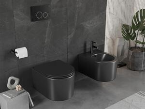 Mexen Sofia závesné wc rimless s toaletným sedátkom Slim z duroplastu, čierna matná - 30541085