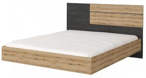 Dvojlôžková posteľ Bafra 3 - dub artisan / nórska čierna borovica