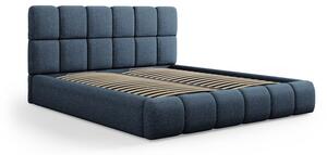 Tmavomodrá čalúnená dvojlôžková posteľ s úložným priestorom s roštom 180x200 cm Bellis – Micadoni Home