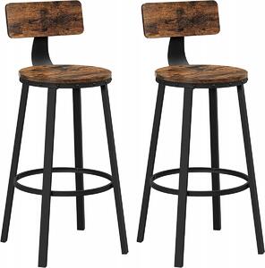 Rongomic Súprava hnedých barových stoličiek Vasagle Korda - 2 kusy