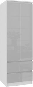 Skriňa STAR S 60 cm 2D 2SZ biela / metalická lesk