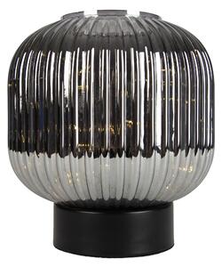 Stolná lampa Art Deco čierna s dymovým sklom vrátane svetelnej šnúry E27 - Karel